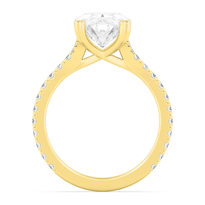IGI Graded 4.01ct Oval & Round Brilliant Lab-Grown Diamond Split-Shank Engagement Ring in 14k Yellow Gold