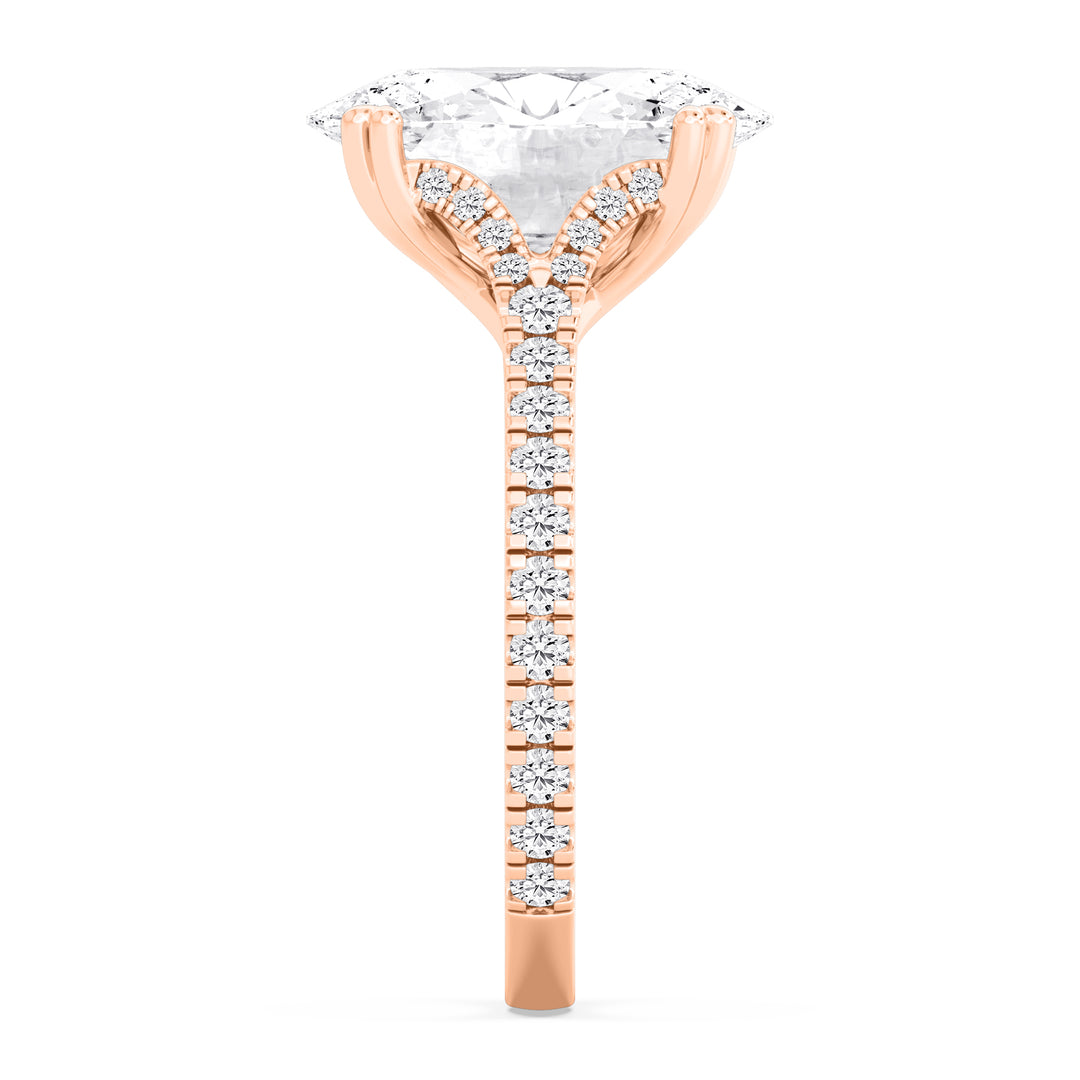 IGI Graded 4.01ct Oval & Round Brilliant Lab-Grown Diamond Split-Shank Engagement Ring in 14k Rose Gold