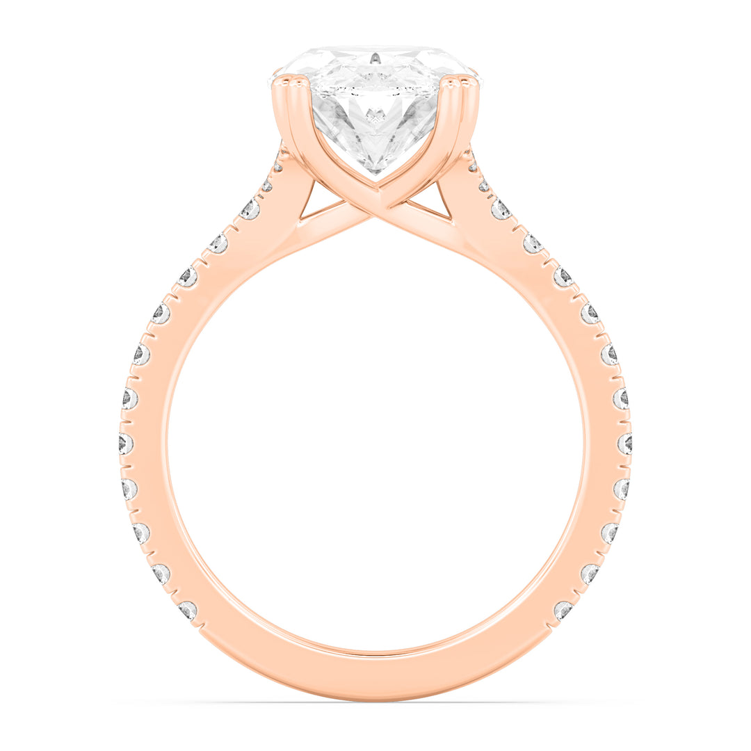 IGI Graded 4.01ct Oval & Round Brilliant Lab-Grown Diamond Split-Shank Engagement Ring in 14k Rose Gold