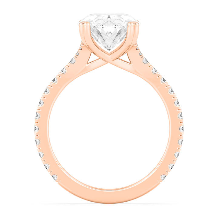 IGI Graded 4.01ct Oval & Round Brilliant Lab-Grown Diamond Split-Shank Engagement Ring in 14k Rose Gold