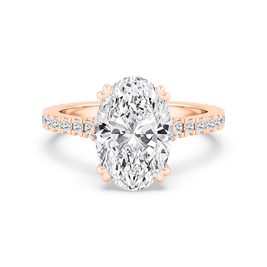 IGI Graded 4.01ct Oval & Round Brilliant Lab-Grown Diamond Split-Shank Engagement Ring in 14k Rose Gold
