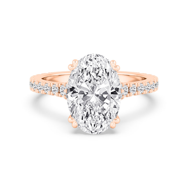 IGI Graded 4.01ct Oval & Round Brilliant Lab-Grown Diamond Split-Shank Engagement Ring in 14k Rose Gold