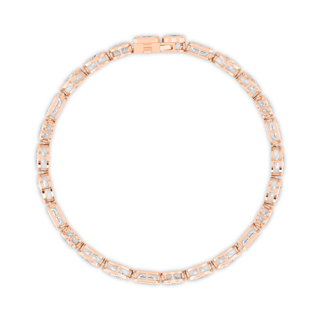 10.45ctw Multi-Cut Lab-Grown Diamond Bezel-Set Tennis Bracelet in 14k Rose Gold
