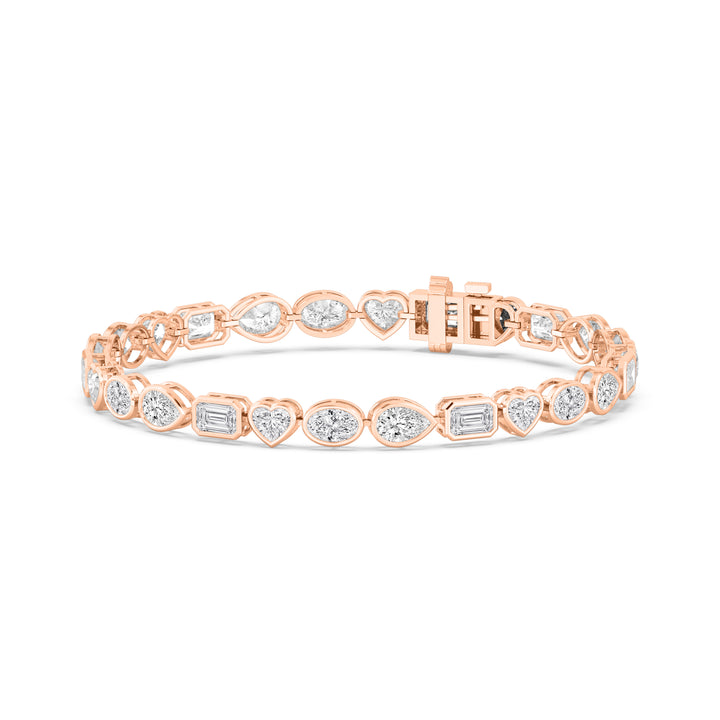 10.45ctw Multi-Cut Lab-Grown Diamond Bezel-Set Tennis Bracelet in 14k Rose Gold