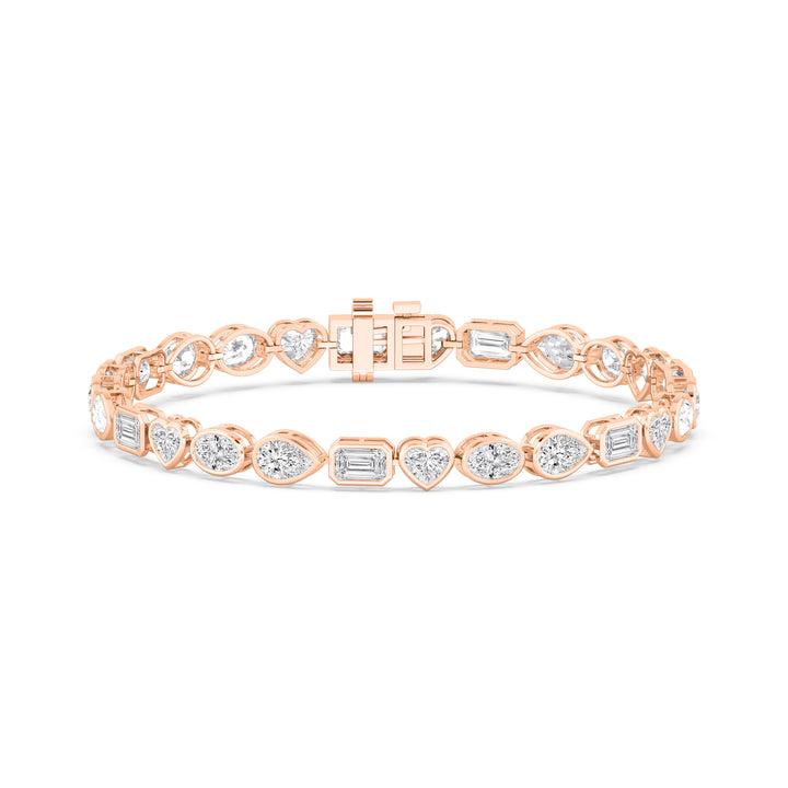 10.45ctw Multi-Cut Lab-Grown Diamond Bezel-Set Tennis Bracelet in 14k Rose Gold