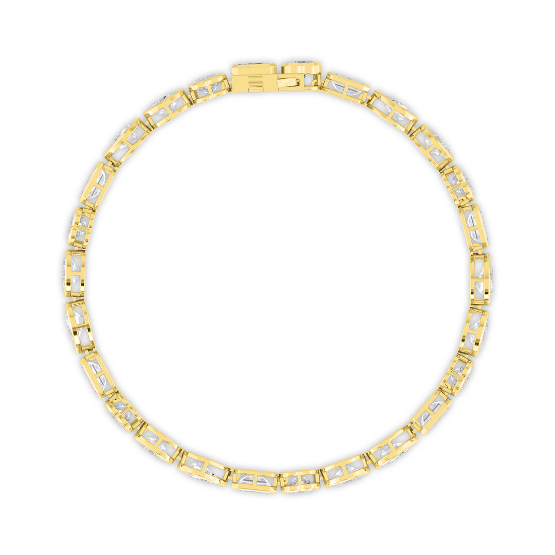 10.45ctw Multi-Cut Lab-Grown Diamond Bezel-Set Tennis Bracelet in 14k Yellow Gold