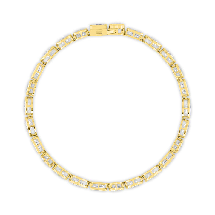 10.45ctw Multi-Cut Lab-Grown Diamond Bezel-Set Tennis Bracelet in 14k Yellow Gold