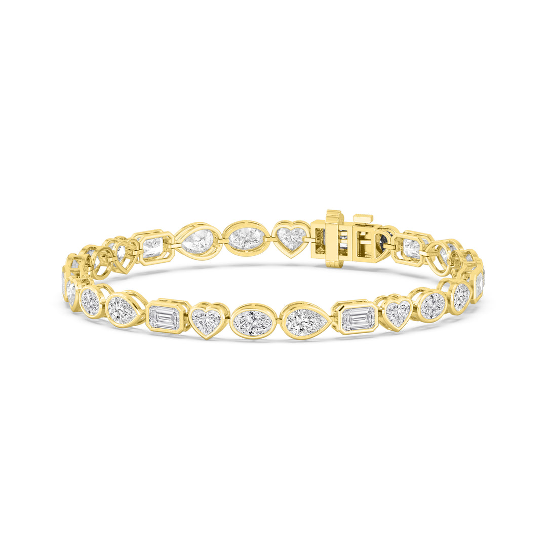 10.45ctw Multi-Cut Lab-Grown Diamond Bezel-Set Tennis Bracelet in 14k Yellow Gold