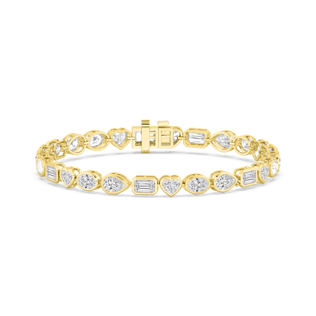 10.45ctw Multi-Cut Lab-Grown Diamond Bezel-Set Tennis Bracelet in 14k Yellow Gold