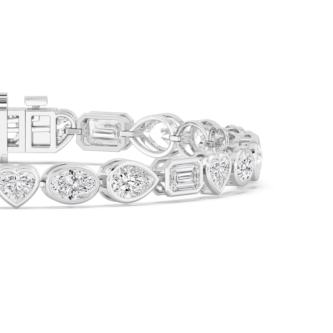 10.45ctw Multi-Cut Lab-Grown Diamond Bezel-Set Tennis Bracelet in 14k White Gold