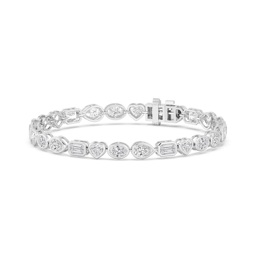 10.45ctw Multi-Cut Lab-Grown Diamond Bezel-Set Tennis Bracelet in 14k White Gold