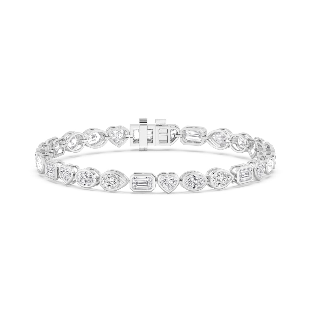 10.45ctw Multi-Cut Lab-Grown Diamond Bezel-Set Tennis Bracelet in 14k White Gold