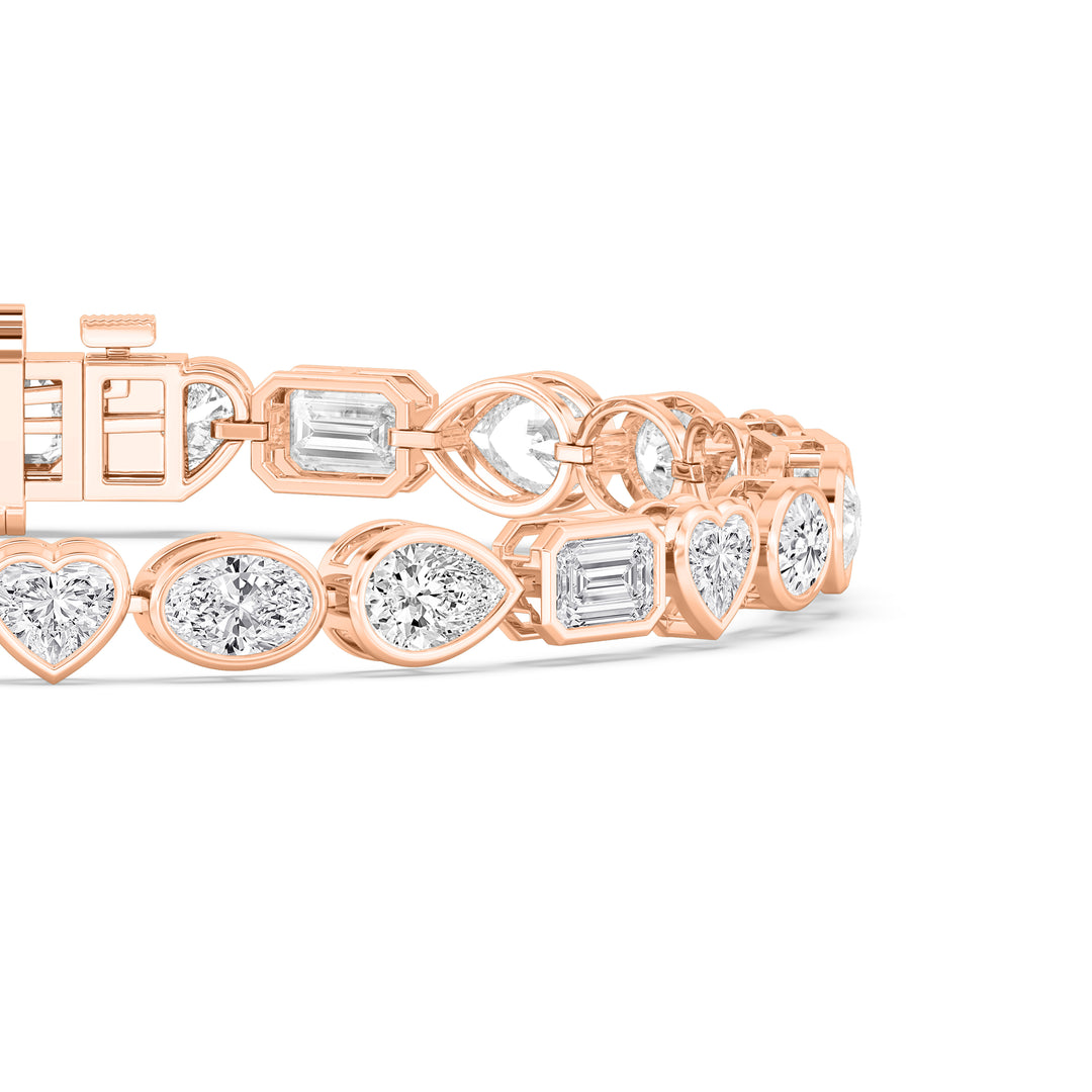 10.45ctw Multi-Cut Lab-Grown Diamond Bezel-Set Tennis Bracelet in 14k Rose Gold