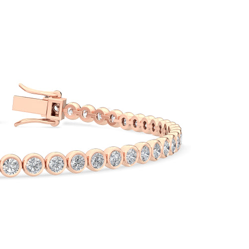 3.13ctw Round Brilliant Cut Lab-Grown Diamond Bezel-Set Tennis Bracelet in 14k Rose Gold 