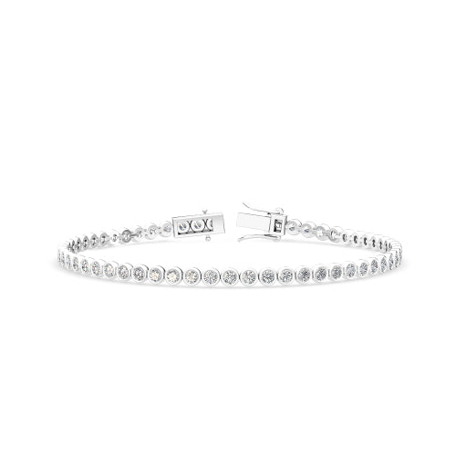 3.13ctw Round Brilliant Cut Lab-Grown Diamond Bezel-Set Tennis Bracelet in 14k White Gold
