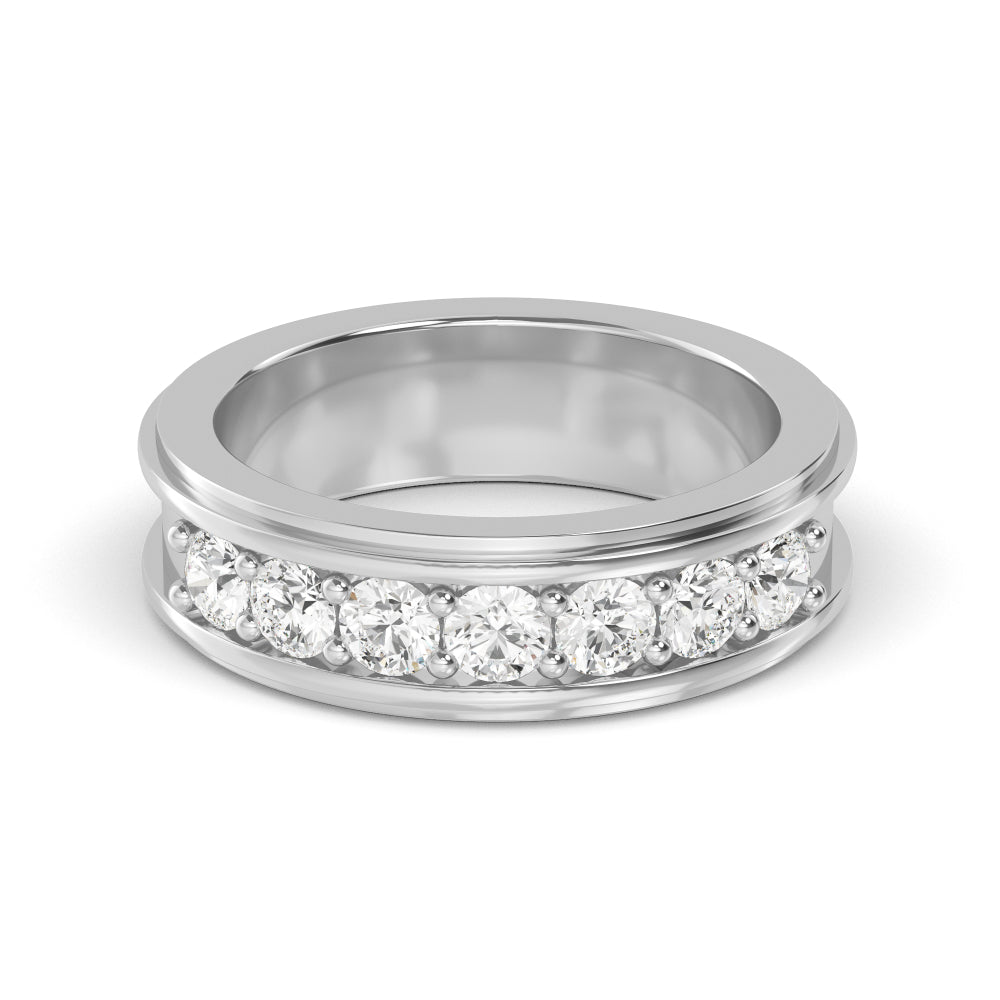 1.10ctw Round Brilliant Lab-Grown Diamond Men’s Band in 14k White Gold