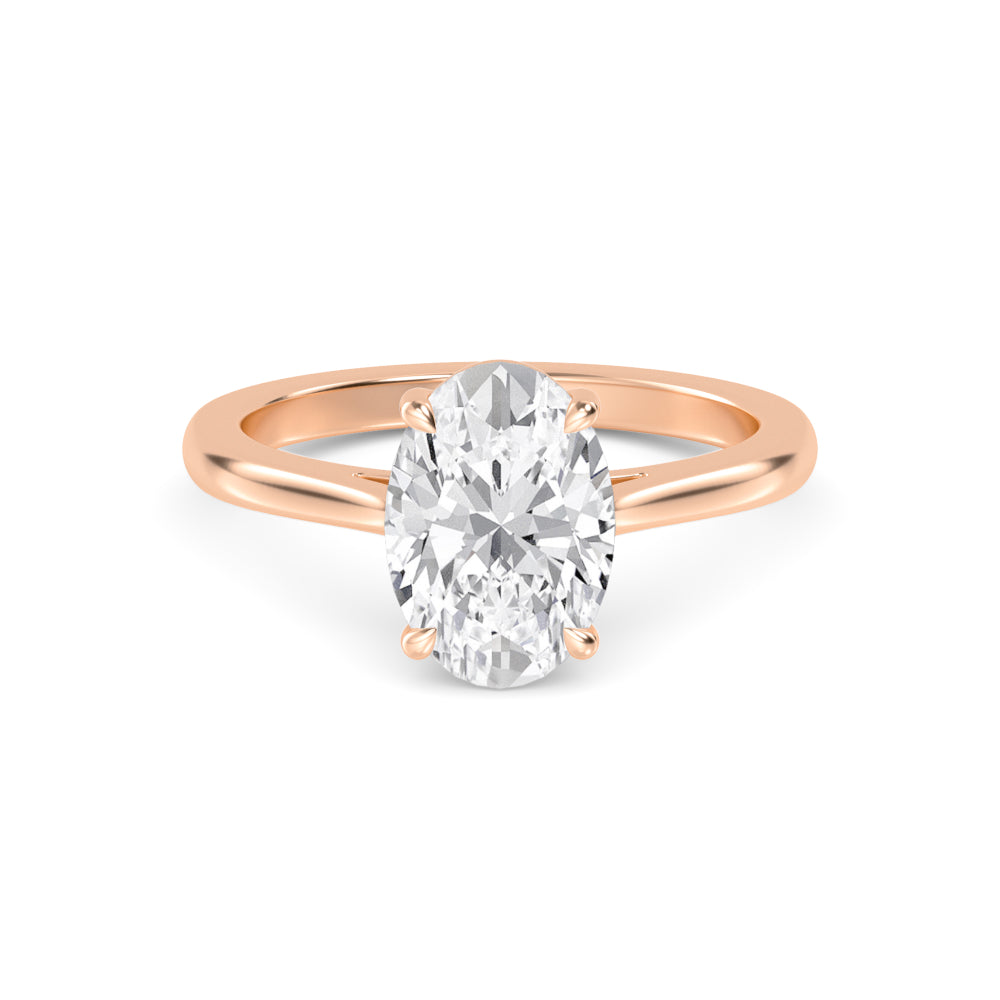 IGI Graded 3ct Oval Lab-Grown Diamond Solitaire Engagement Ring in 14k Rose Gold