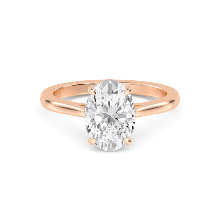 IGI Graded 3ct Oval Lab-Grown Diamond Solitaire Engagement Ring in 14k Rose Gold