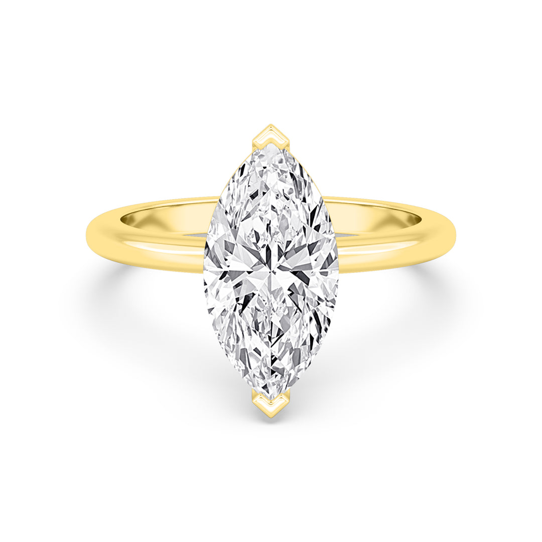 IGI Graded 3.06ct Marquise Cut Lab-Grown Diamond Solitaire Engagement Ring in 14k Yellow Gold