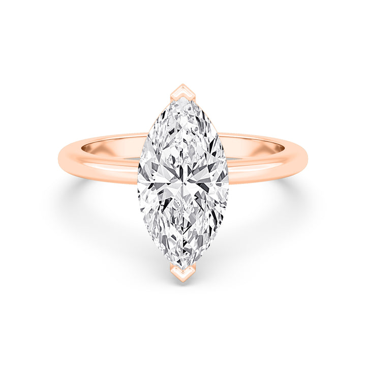 IGI Graded 3.06ct Marquise Cut Lab-Grown Diamond Solitaire Engagement Ring in 14k Rose Gold