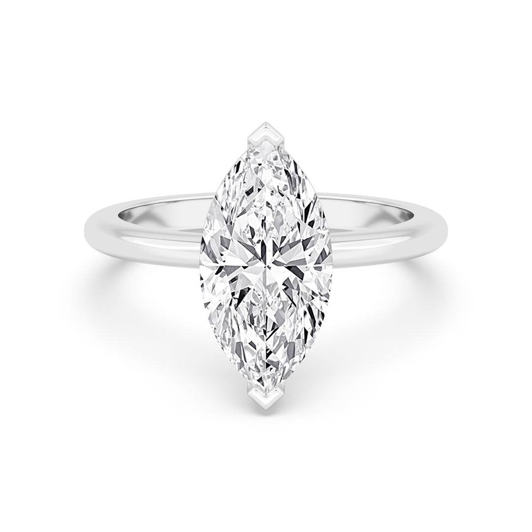 IGI Graded 3.06ct Marquise Cut Lab-Grown Diamond Solitaire Engagement Ring in 14k White Gold