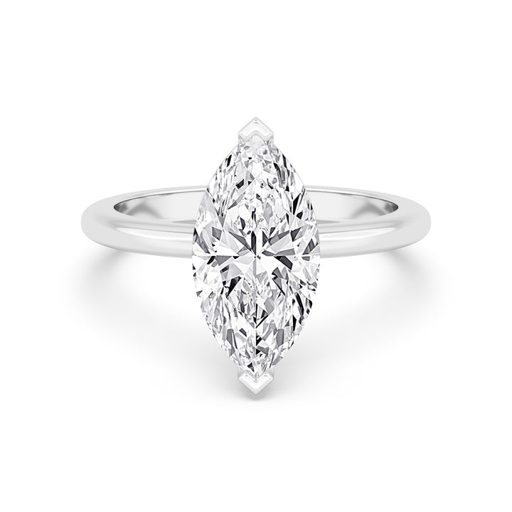 IGI Graded 3.06ct Marquise Cut Lab-Grown Diamond Solitaire Engagement Ring in 14k White Gold