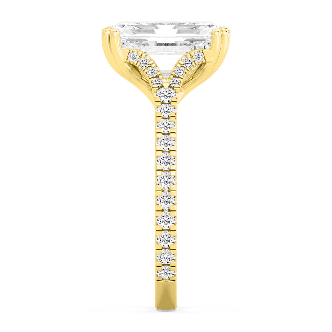IGI Graded 3.12ct Emerald Cut & Round Brilliant Lab-Grown Diamond Engagement Ring 14k Yellow Gold