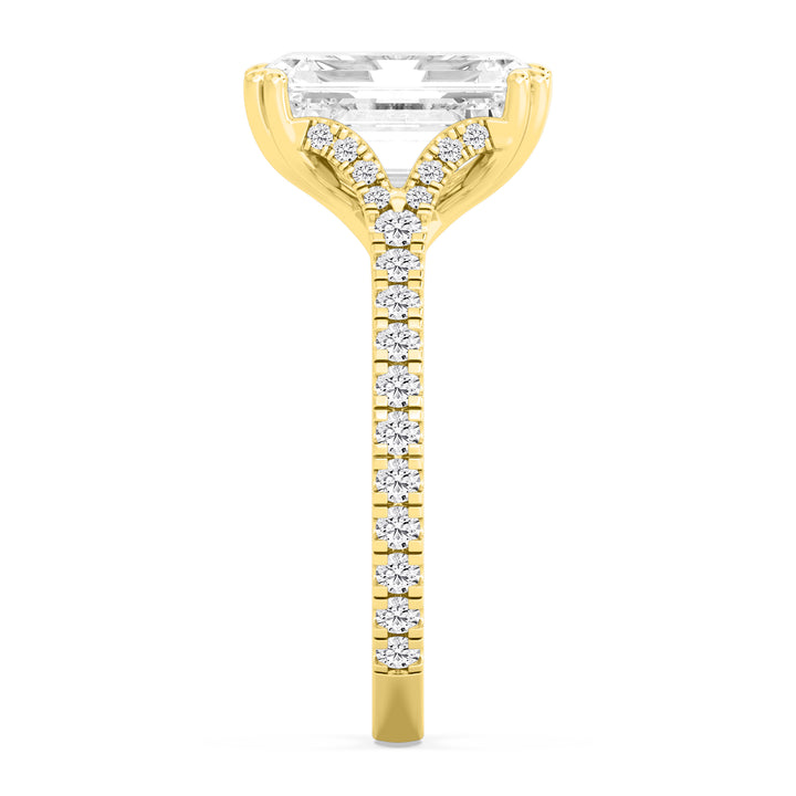 IGI Graded 3.12ct Emerald Cut & Round Brilliant Lab-Grown Diamond Engagement Ring 14k Yellow Gold