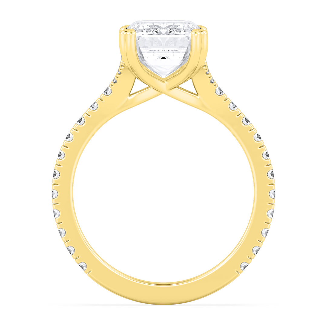 IGI Graded 3.12ct Emerald Cut & Round Brilliant Lab-Grown Diamond Engagement Ring 14k Yellow Gold
