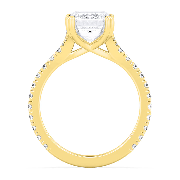 IGI Graded 3.12ct Emerald Cut & Round Brilliant Lab-Grown Diamond Engagement Ring 14k Yellow Gold