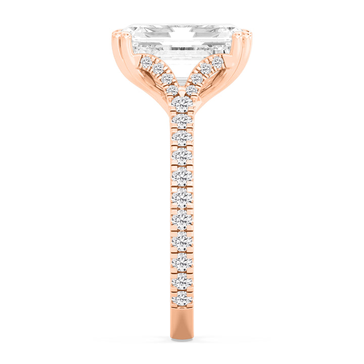 IGI Graded 3.12ct Emerald Cut & Round Brilliant Lab-Grown Diamond Engagement Ring 14k Rose Gold