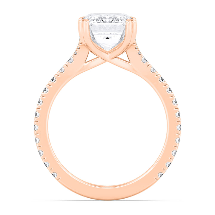 IGI Graded 3.12ct Emerald Cut & Round Brilliant Lab-Grown Diamond Engagement Ring 14k Rose Gold