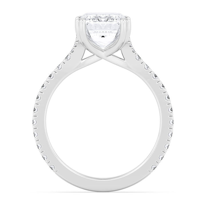 IGI Graded 3.12ct Emerald Cut & Round Brilliant Lab-Grown Diamond Engagement Ring 14k White Gold