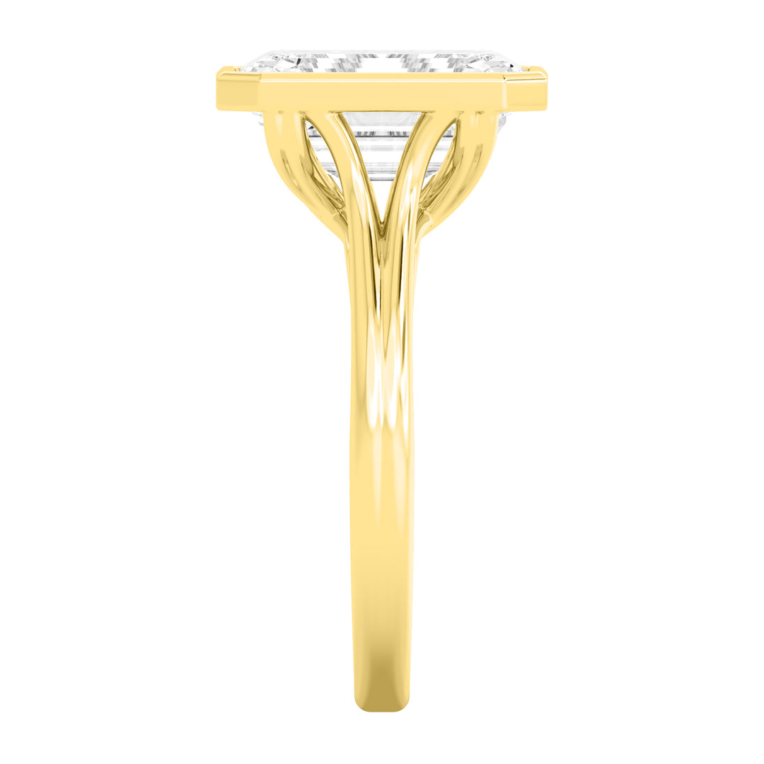 IGI Graded 5.14ct Emerald Cut Lab-Grown Diamond Bezel-Set Solitaire Engagement Ring 14k Yellow Gold