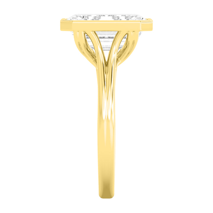 IGI Graded 5.14ct Emerald Cut Lab-Grown Diamond Bezel-Set Solitaire Engagement Ring 14k Yellow Gold
