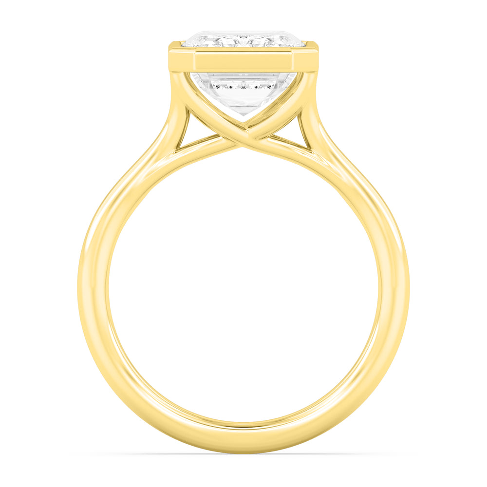 IGI Graded 5.14ct Emerald Cut Lab-Grown Diamond Bezel-Set Solitaire Engagement Ring 14k Yellow Gold