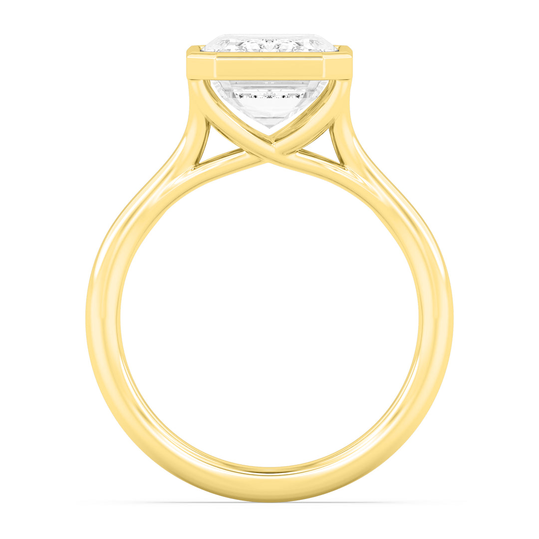 IGI Graded 5.14ct Emerald Cut Lab-Grown Diamond Bezel-Set Solitaire Engagement Ring 14k Yellow Gold