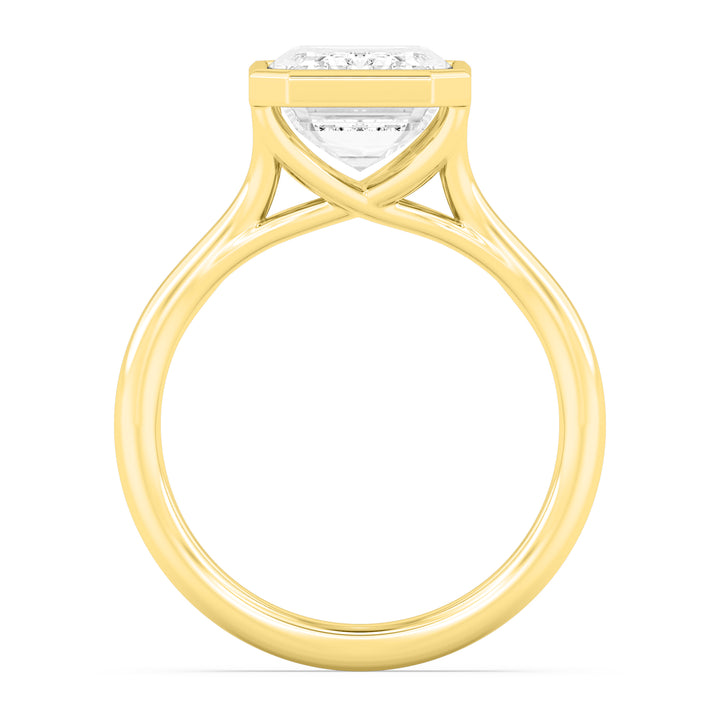 IGI Graded 5.14ct Emerald Cut Lab-Grown Diamond Bezel-Set Solitaire Engagement Ring 14k Yellow Gold