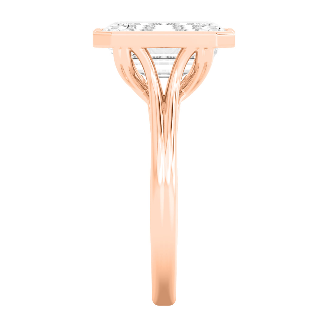 IGI Graded 5.14ct Emerald Cut Lab-Grown Diamond Bezel-Set Solitaire Engagement Ring 14k Rose Gold
