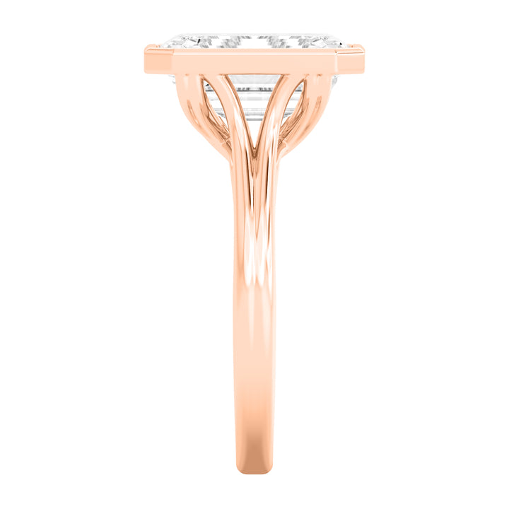 IGI Graded 5.14ct Emerald Cut Lab-Grown Diamond Bezel-Set Solitaire Engagement Ring 14k Rose Gold