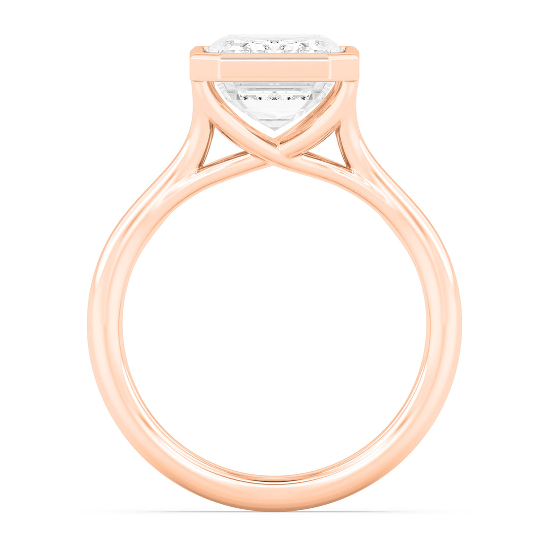 IGI Graded 5.14ct Emerald Cut Lab-Grown Diamond Bezel-Set Solitaire Engagement Ring 14k Rose Gold