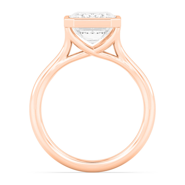 IGI Graded 5.14ct Emerald Cut Lab-Grown Diamond Bezel-Set Solitaire Engagement Ring 14k Rose Gold