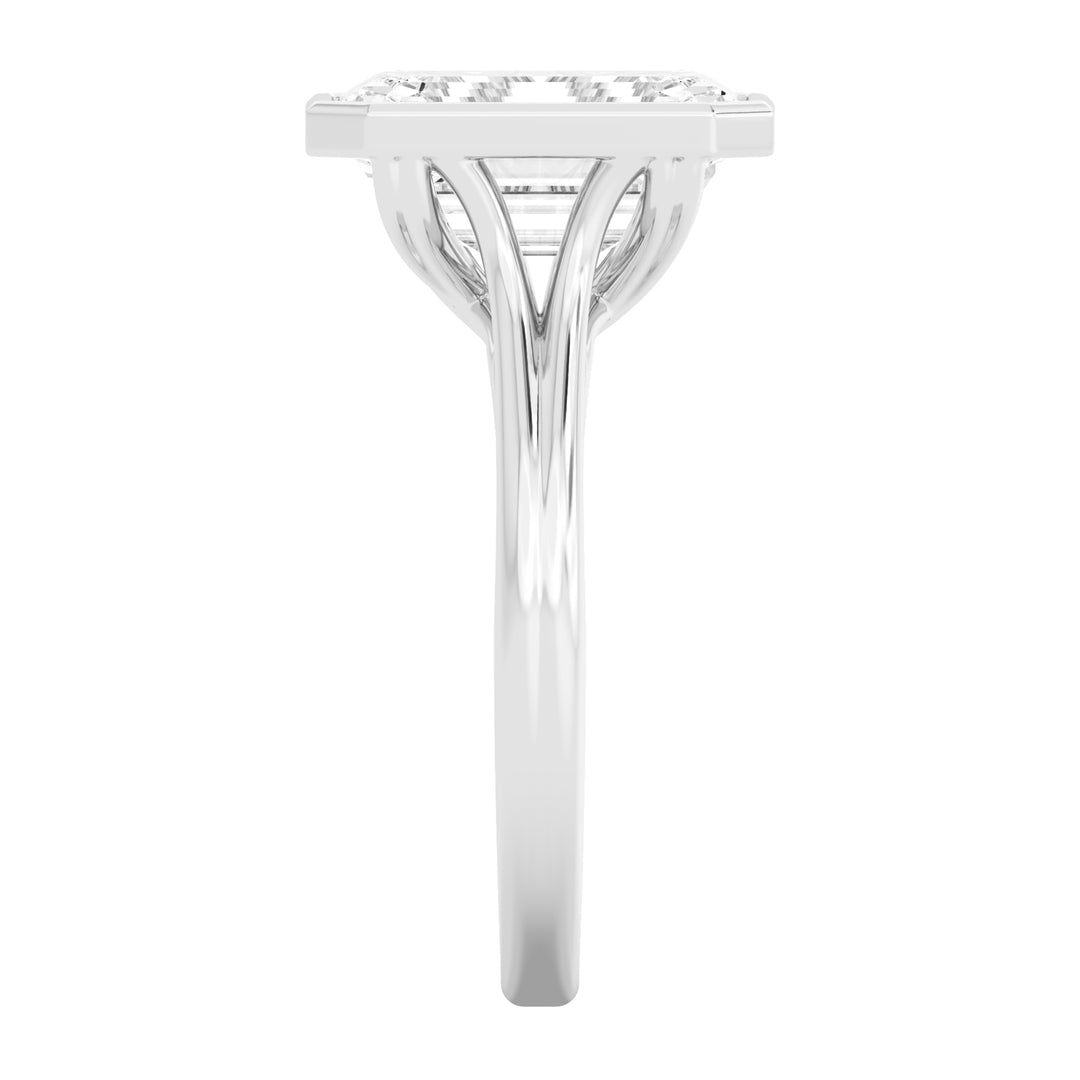IGI Graded 5.14ct Emerald Cut Lab-Grown Diamond Bezel-Set Solitaire Engagement Ring 14k White Gold