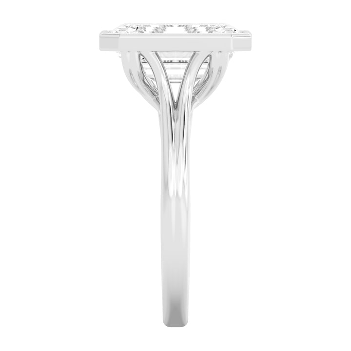 IGI Graded 5.14ct Emerald Cut Lab-Grown Diamond Bezel-Set Solitaire Engagement Ring 14k White Gold