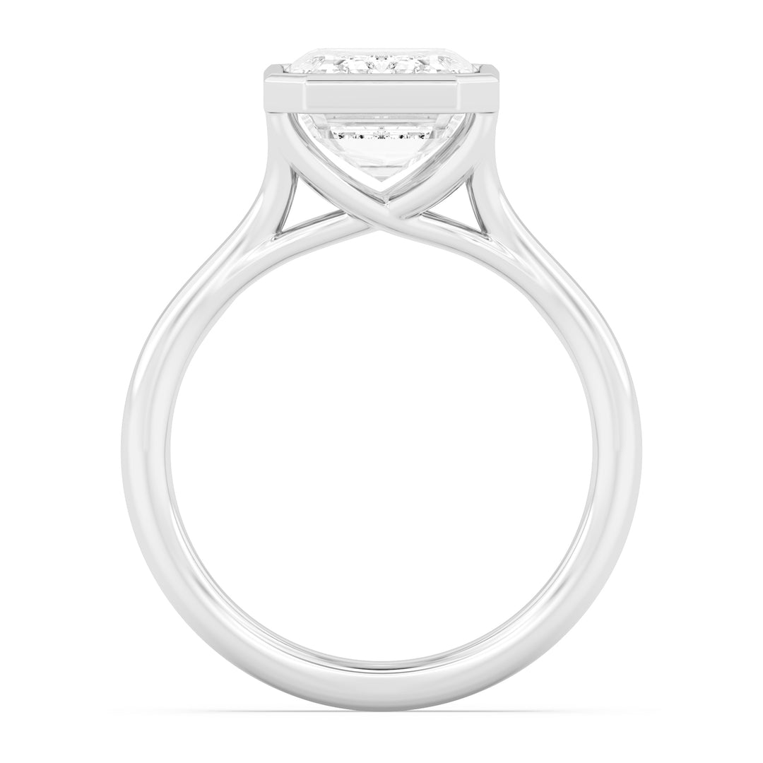 IGI Graded 5.14ct Emerald Cut Lab-Grown Diamond Bezel-Set Solitaire Engagement Ring 14k White Gold