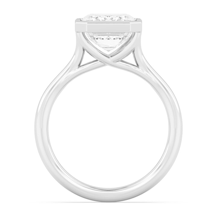 IGI Graded 5.14ct Emerald Cut Lab-Grown Diamond Bezel-Set Solitaire Engagement Ring 14k White Gold