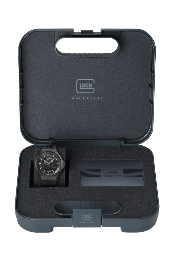 GLOCK GW-14-1-24 44mm Stainless Steel Automatic Skeletonized Watch with Silicone Bracelet