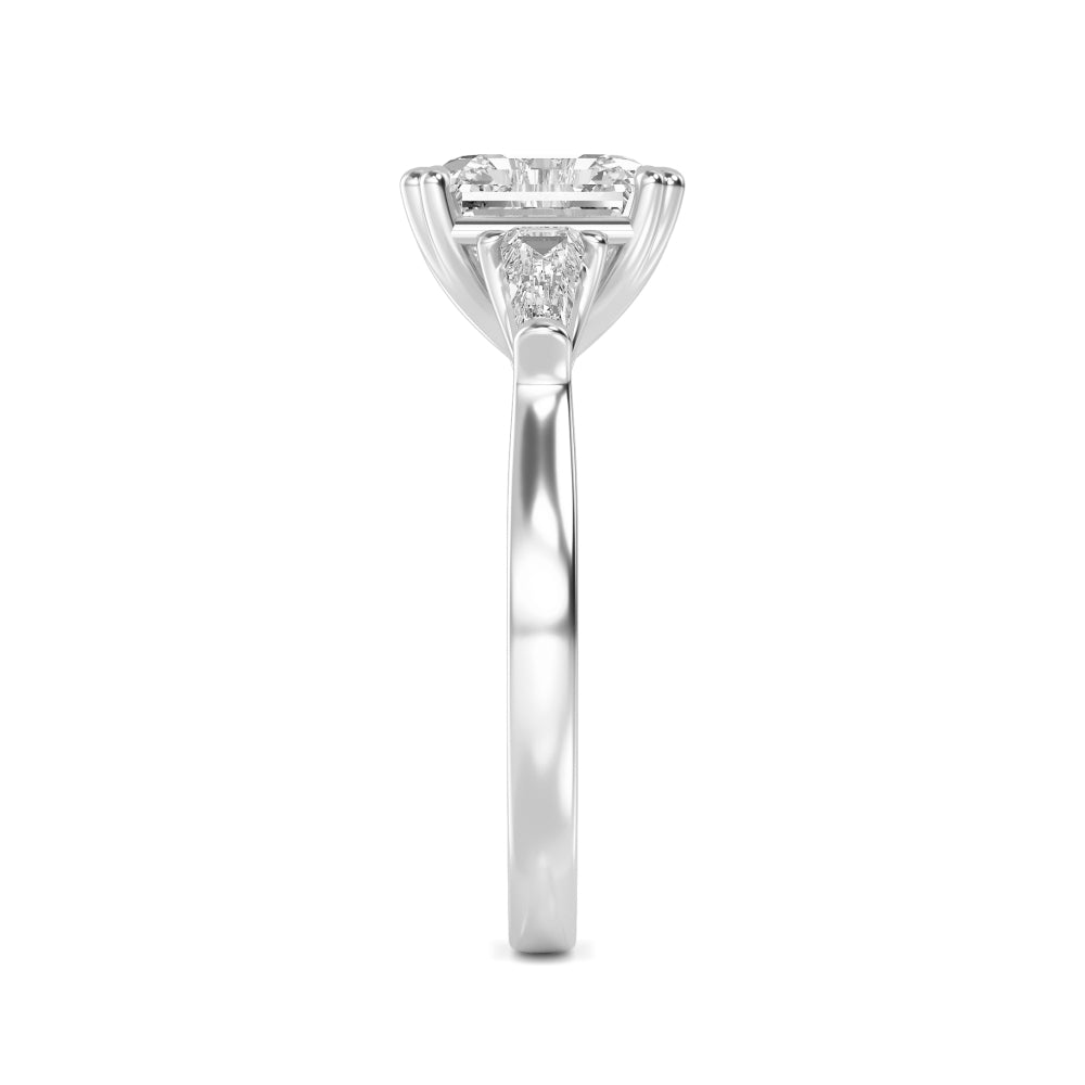 IGI Graded 4.03ct Asscher Cut & Tapered Baguette Lab-Grown Diamond 3-Stone Engagement Ring in 14k White Gold
