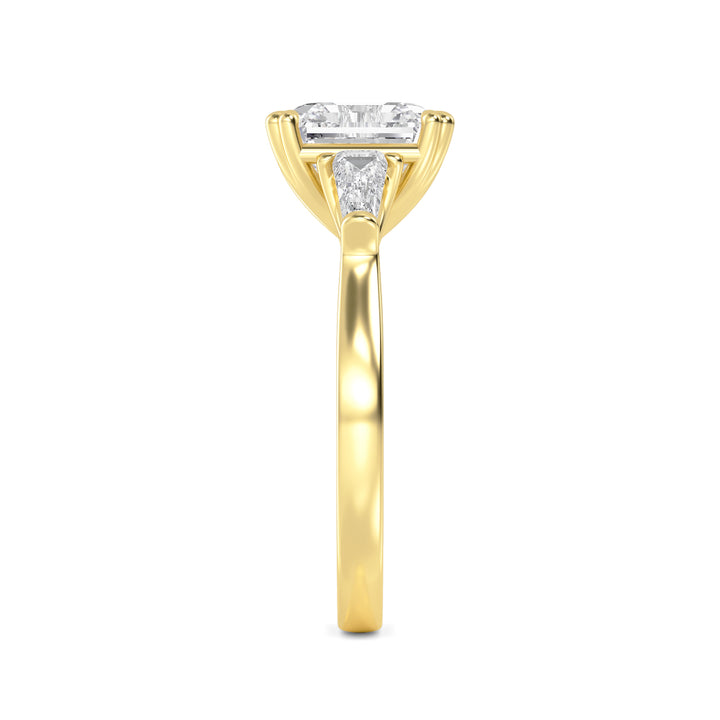 IGI Graded 4.03ct Asscher Cut & Tapered Baguette Lab-Grown Diamond 3-Stone Engagement Ring in 14k Yellow Gold