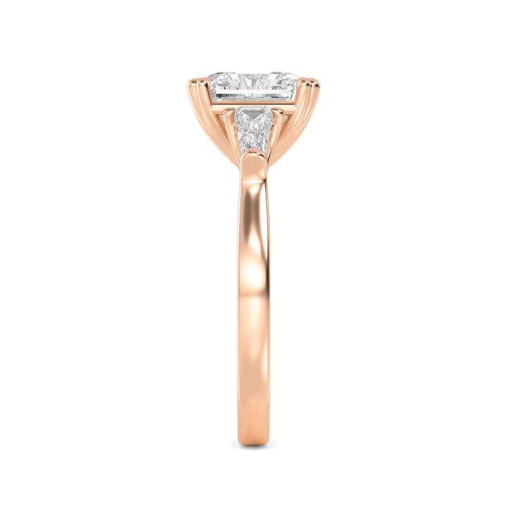 IGI Graded 4.03ct Asscher Cut & Tapered Baguette Lab-Grown Diamond 3-Stone Engagement Ring in 14k Rose Gold